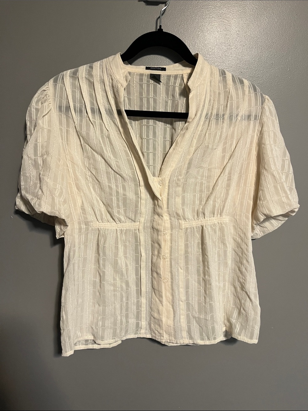 Kenneth Cole Reaction Cream Textured Button-Front Blouse